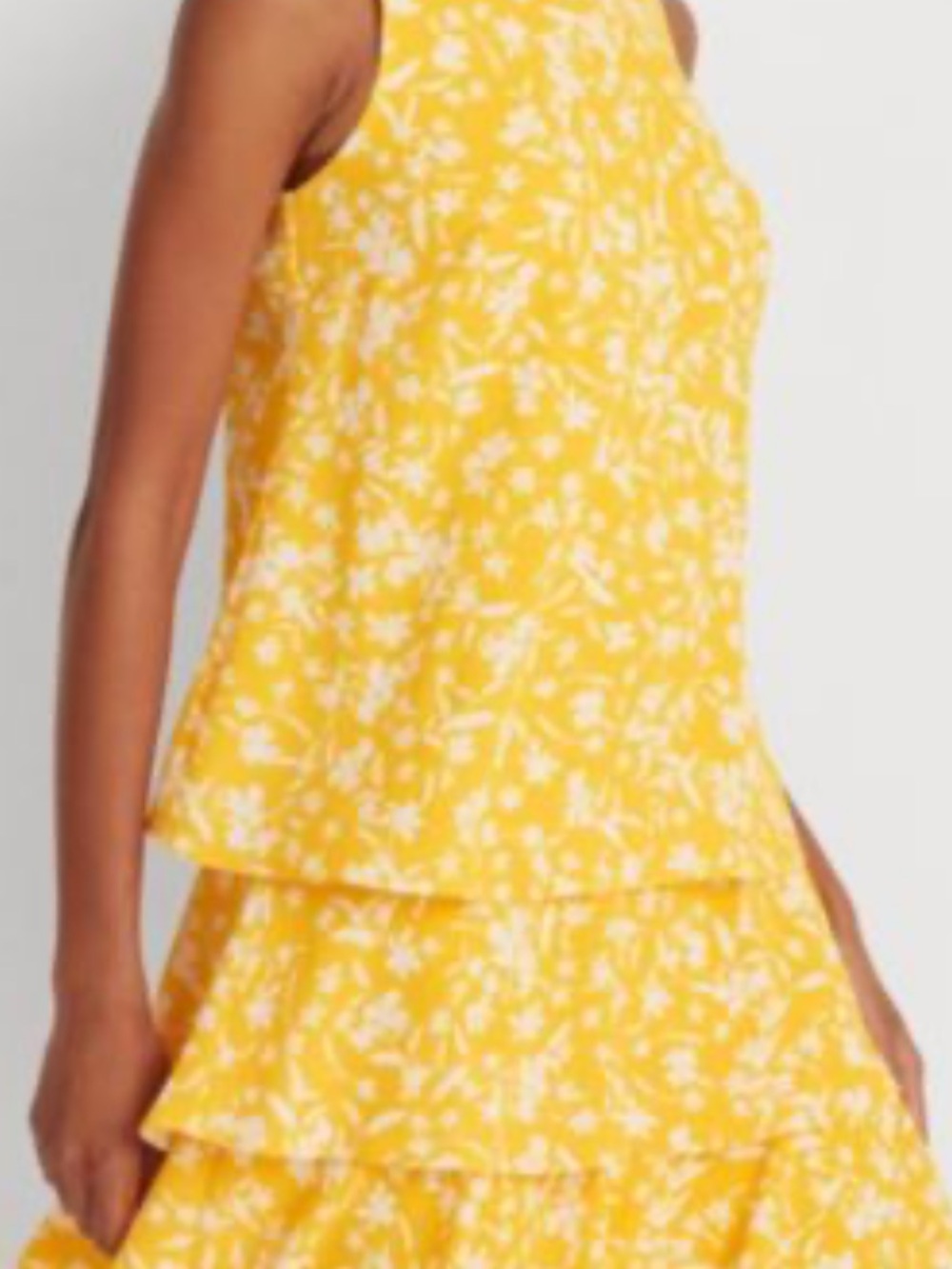 Ralph Lauren Yellow Lemon Floral Tiered Shift Dress